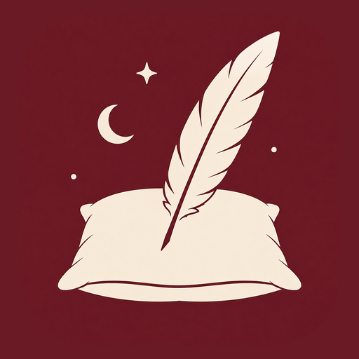 Quillow's icon: a quill resting on a pillow under the moon