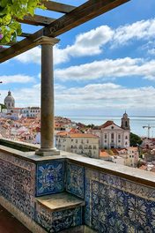 Lisbon: tiled terrace over Alfama